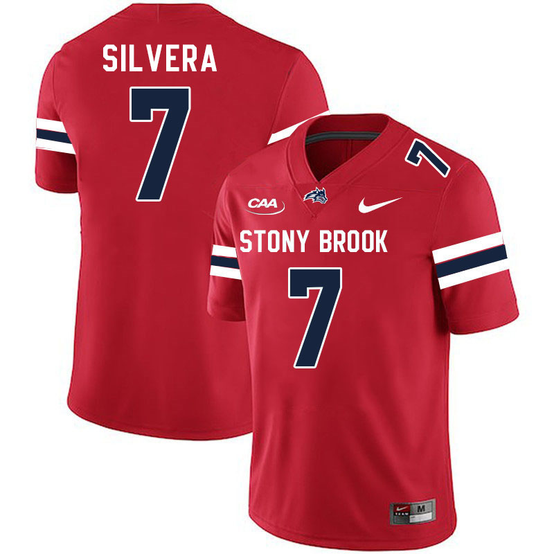 Stony Brook Seawolves #7 Rudy Silvera College Football Jerseys Stitched-Red